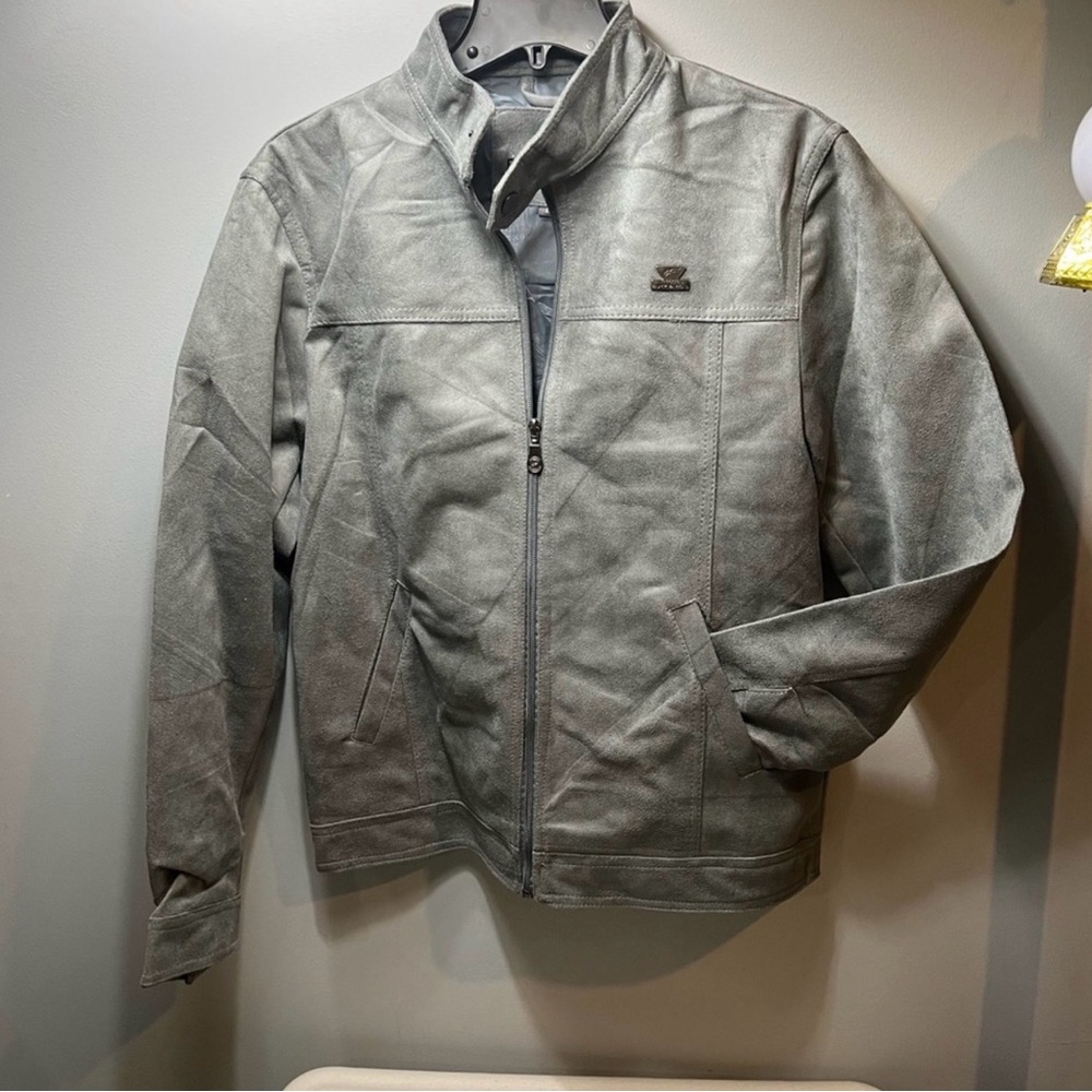 Men's Gray Leather Jacket